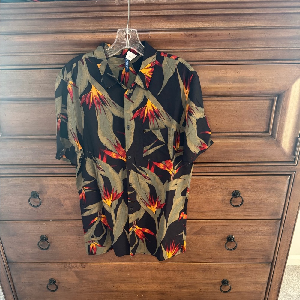 Divided Black and Red Tropical Men's Shirt